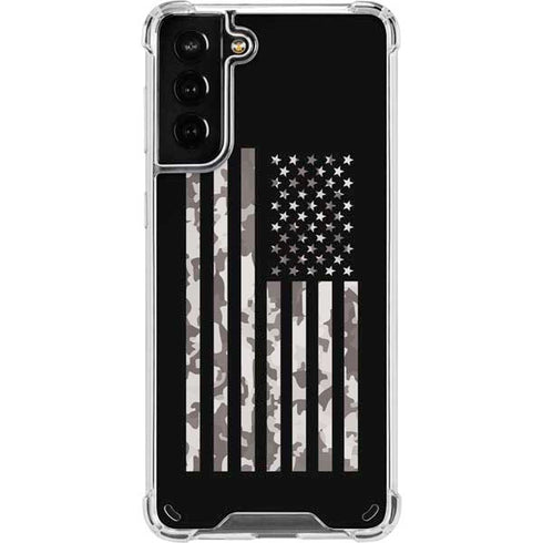 Black and White Camo American Flag Galaxy S21 Plus 5G Clear Case
