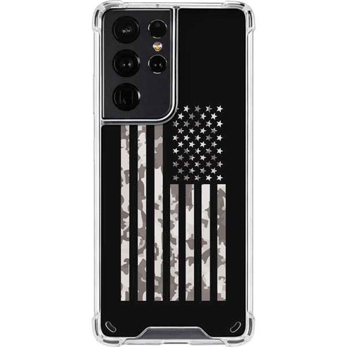 Black and White Camo American Flag Galaxy S21 Ultra 5G Clear Case