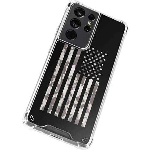 Black and White Camo American Flag Galaxy S21 Ultra 5G Clear Case