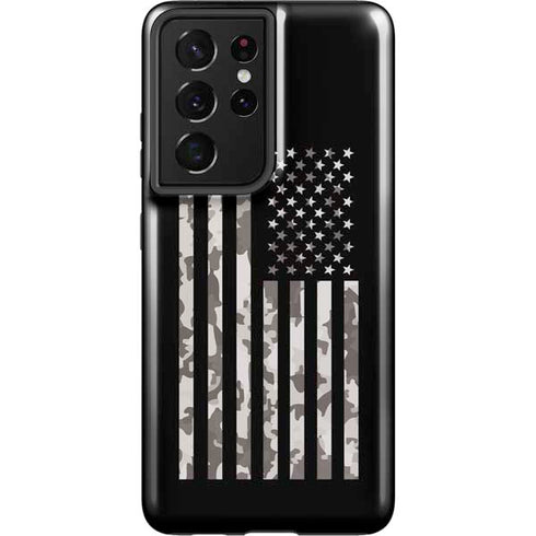 Black and White Camo American Flag Galaxy S21 Ultra 5G Pro Case