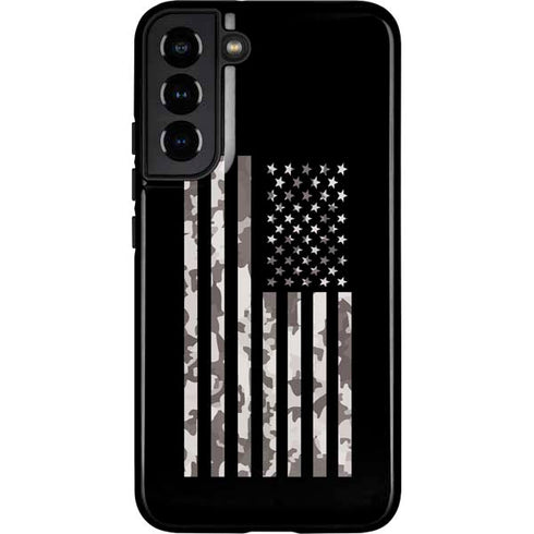 Black and White Camo American Flag Galaxy S22 Plus Pro Case