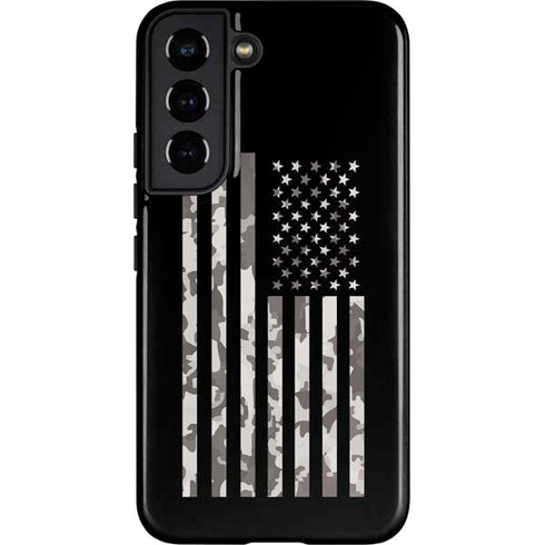 Black and White Camo American Flag Galaxy S22 Pro Case