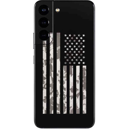 Black and White Camo American Flag Galaxy S22 Skin