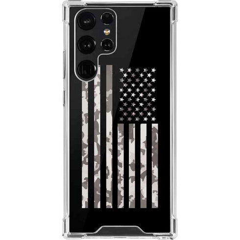 Black and White Camo American Flag Galaxy S22 Ultra Clear Case
