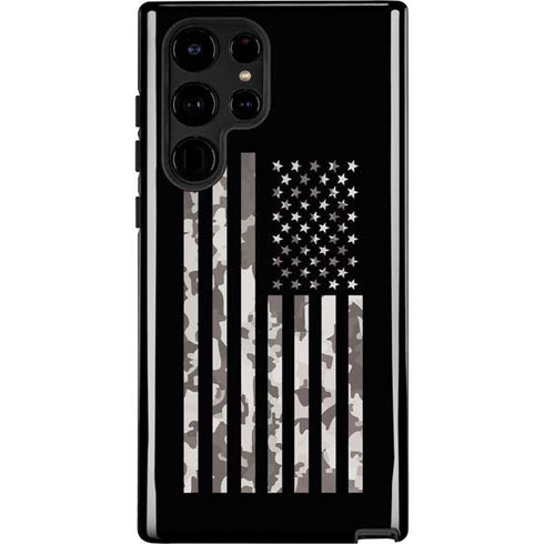 Black and White Camo American Flag Galaxy S22 Ultra Pro Case