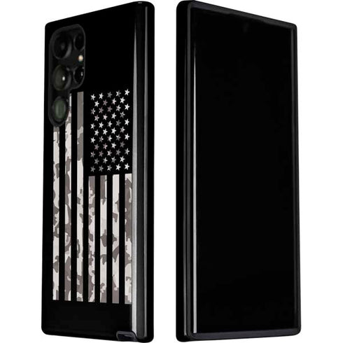 Black and White Camo American Flag Galaxy S22 Ultra Pro Case