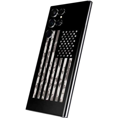 Black and White Camo American Flag Galaxy S22 Ultra Skin