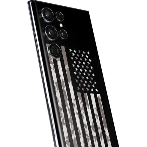 Black and White Camo American Flag Galaxy S22 Ultra Skin