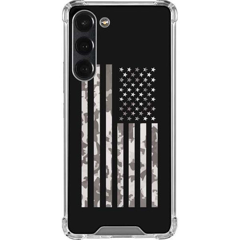 Black and White Camo American Flag Galaxy S23 Plus Clear Case
