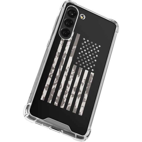 Black and White Camo American Flag Galaxy S23 Plus Clear Case