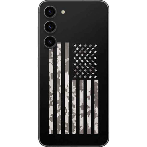Black and White Camo American Flag Galaxy S23 Plus Skin