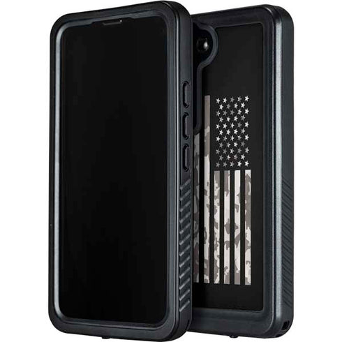 Black and White Camo American Flag Galaxy S23 Plus Waterproof Case
