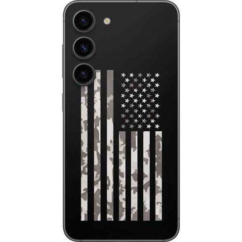 Black and White Camo American Flag Galaxy S23 Skin