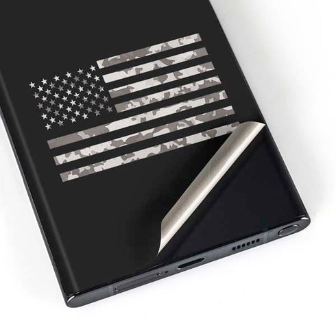 Black and White Camo American Flag Galaxy S23 Ultra Skin