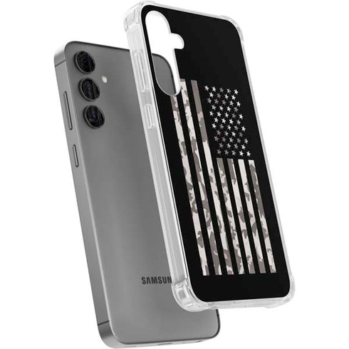 Black and White Camo American Flag Galaxy S24 Plus Clear Case