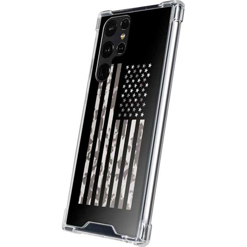 Black and White Camo American Flag Galaxy S24 Ultra Clear Case
