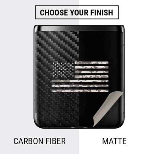 Black and White Camo American Flag Galaxy Z Flip Skin