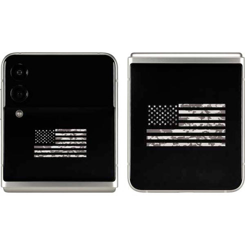Black and White Camo American Flag Galaxy Z Flip3 5G Skin