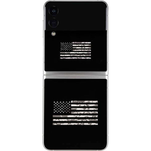 Black and White Camo American Flag Galaxy Z Flip3 5G Skin