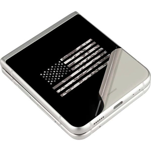 Black and White Camo American Flag Galaxy Z Flip3 5G Skin