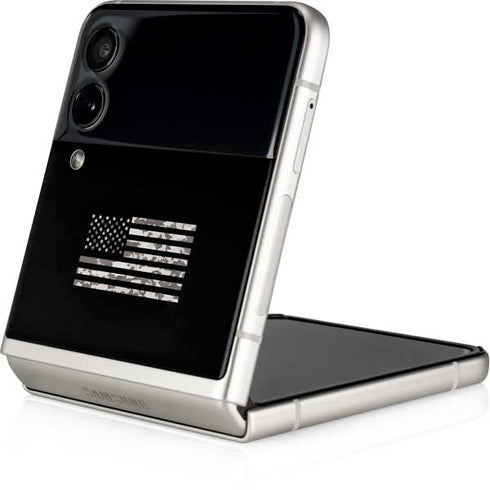 Black and White Camo American Flag Galaxy Z Flip3 5G Skin