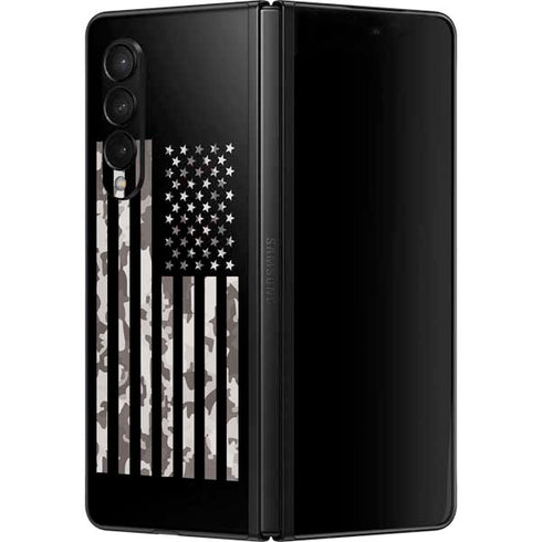 Black and White Camo American Flag Galaxy Z Fold3 5G Skin