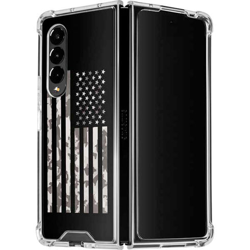 Black and White Camo American Flag Galaxy Z Fold4 5G Clear Case