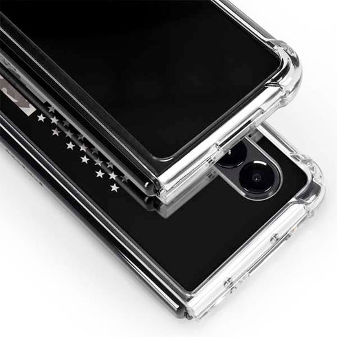 Black and White Camo American Flag Galaxy Z Fold4 5G Clear Case