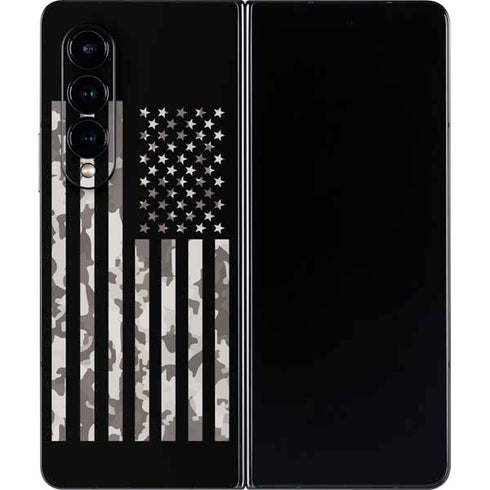Black and White Camo American Flag Galaxy Z Fold4 5G Skin