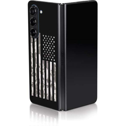 Black and White Camo American Flag Galaxy Z Fold5 5G Skin