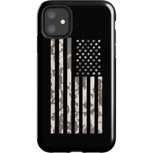 Black and White Camo American Flag iPhone 11 Impact Case