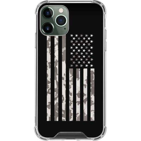 Black and White Camo American Flag iPhone 11 Pro Max Clear Case