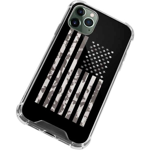 Black and White Camo American Flag iPhone 11 Pro Max Clear Case