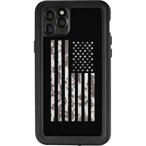 Black and White Camo American Flag iPhone 11 Pro Max Waterproof Case