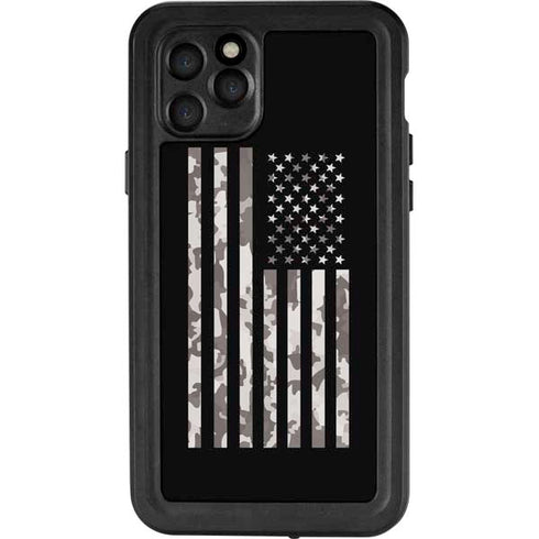 Black and White Camo American Flag iPhone 11 Pro Waterproof Case