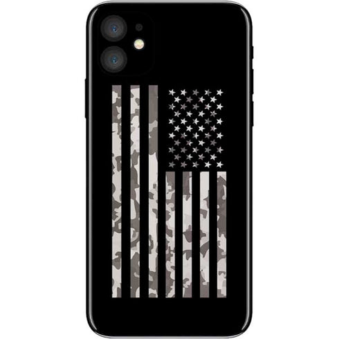 Black and White Camo American Flag iPhone 11 Skin