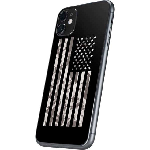 Black and White Camo American Flag iPhone 11 Skin