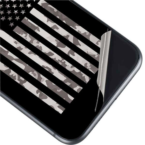 Black and White Camo American Flag iPhone 11 Skin