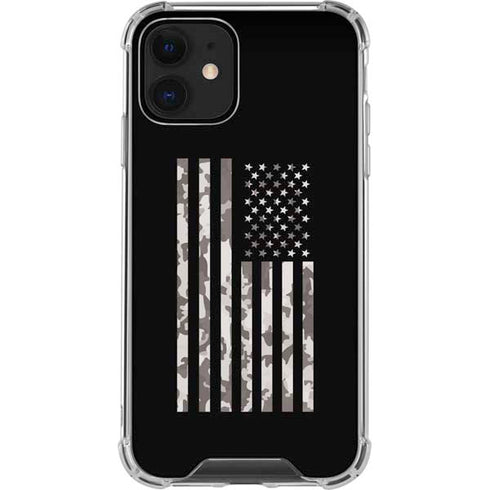 Black and White Camo American Flag iPhone 12 Clear Case