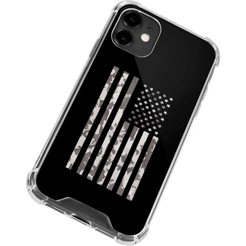 Black and White Camo American Flag iPhone 12 Clear Case