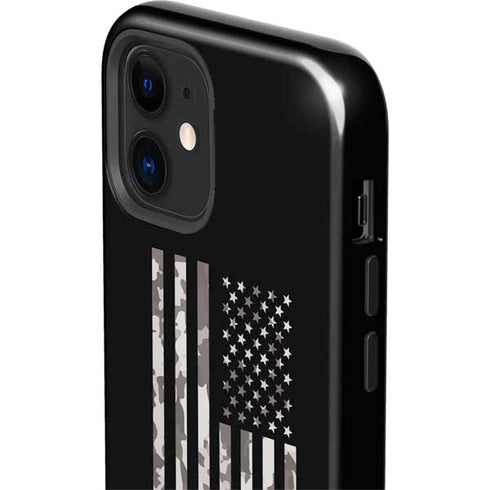 Black and White Camo American Flag iPhone 12 Impact Case