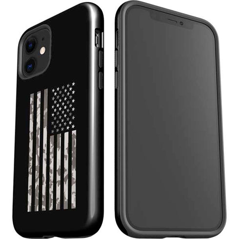 Black and White Camo American Flag iPhone 12 Impact Case