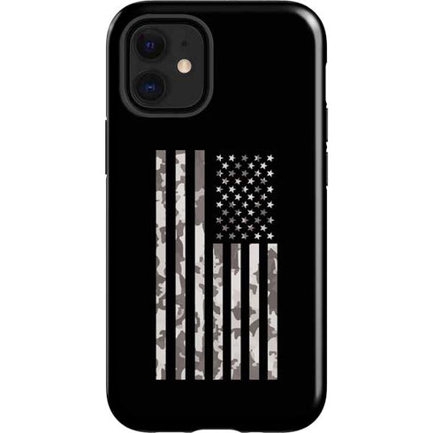 Black and White Camo American Flag iPhone 12 Mini Impact Case
