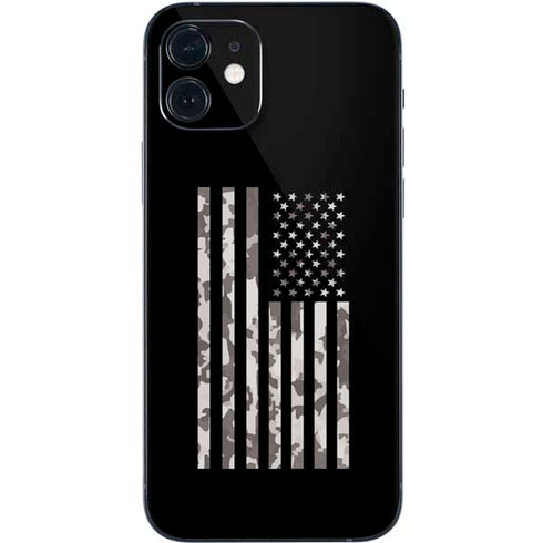 Black and White Camo American Flag iPhone 12 Mini Skin