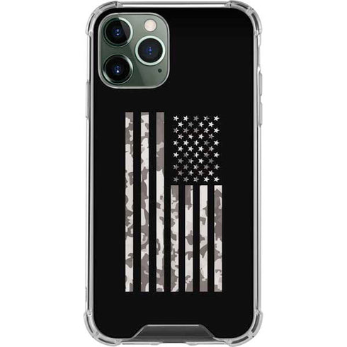 Black and White Camo American Flag iPhone 12 Pro Clear Case