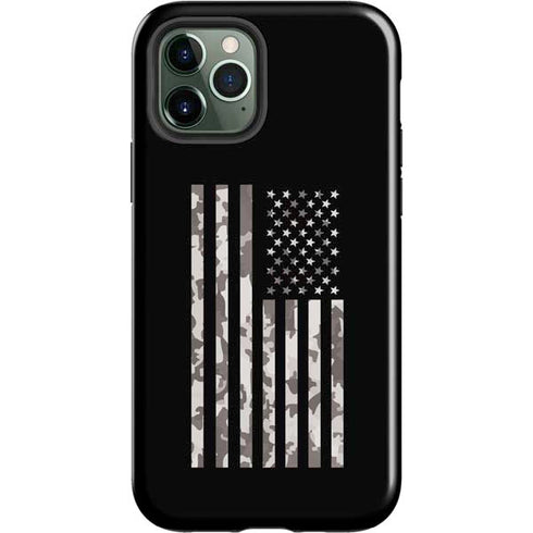 Black and White Camo American Flag iPhone 12 Pro Impact Case