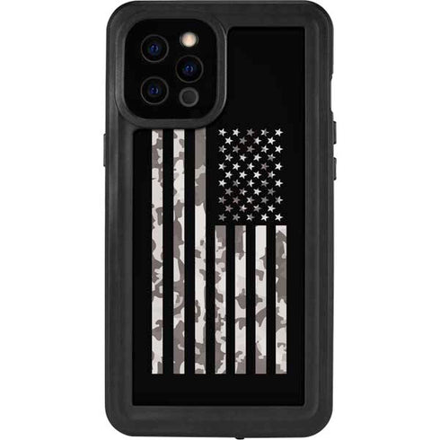 Black and White Camo American Flag iPhone 12 Pro Max Waterproof Case