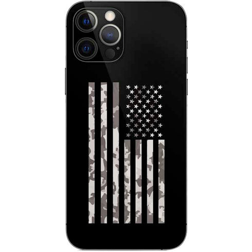 Black and White Camo American Flag iPhone 12 Pro Skin