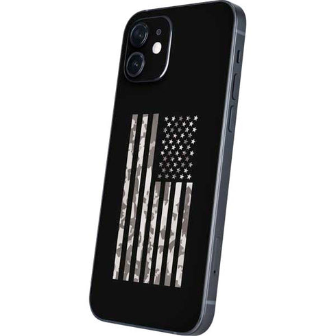 Black and White Camo American Flag iPhone 12 Skin