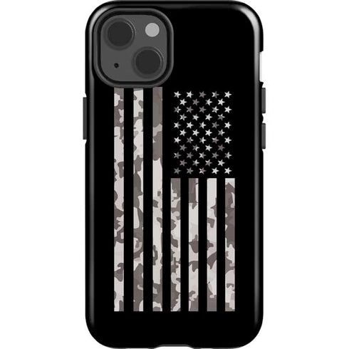 Black and White Camo American Flag iPhone 13 Impact Case